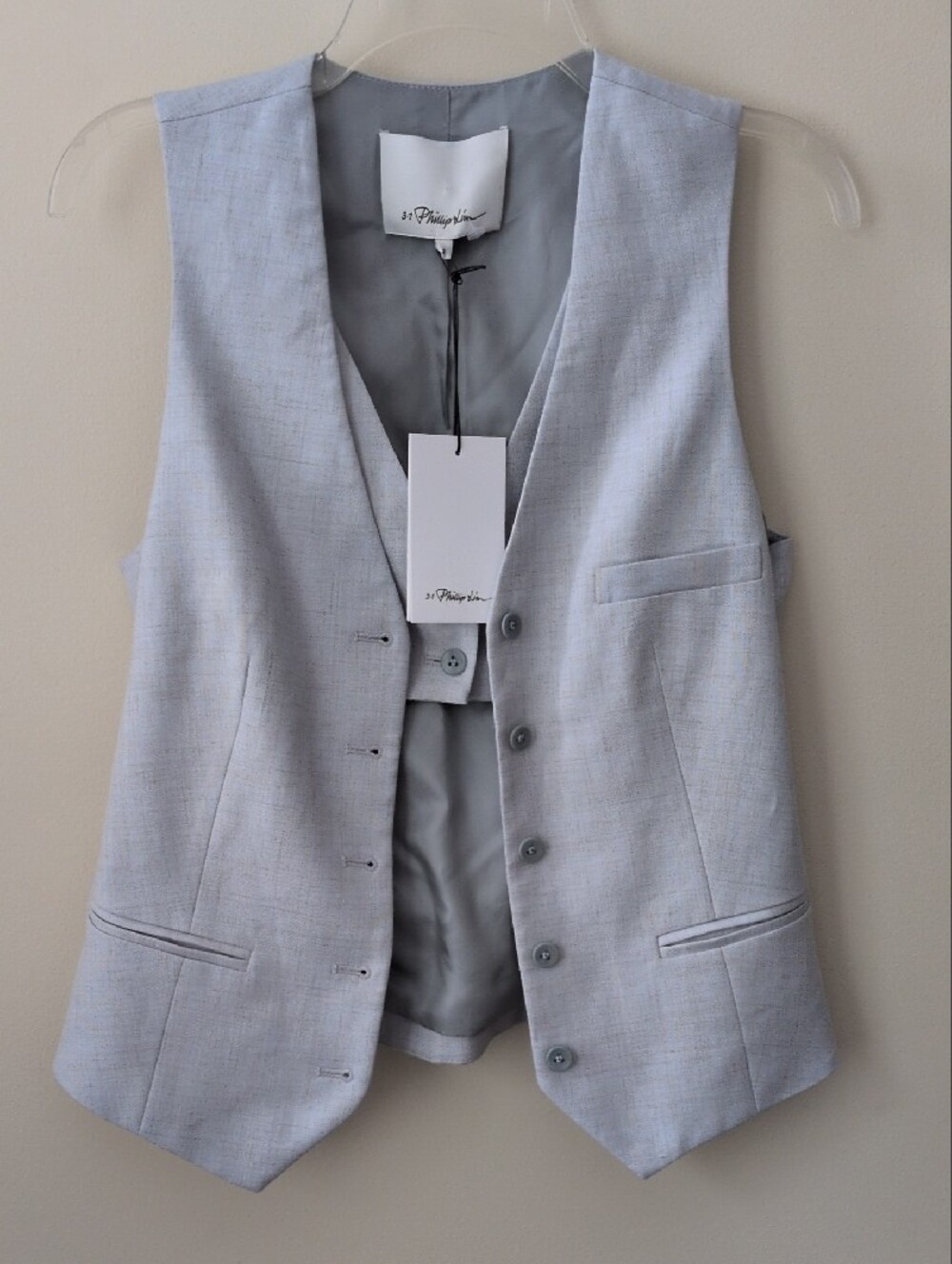 3.1 Philip Pale Blue Women's Tailored Vest - Minimal Sleeveless Top